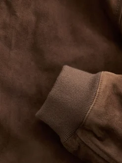 Brown Signature Suede Bomber Jacket