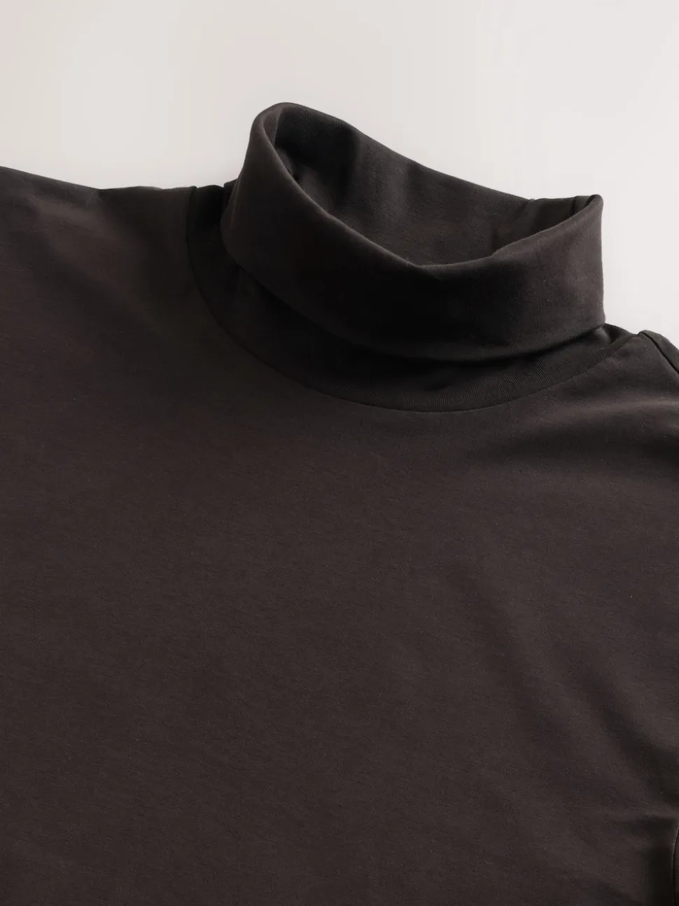 Brown Signature SUPIMA® Cotton Long Sleeve Roll Neck T-Shirt