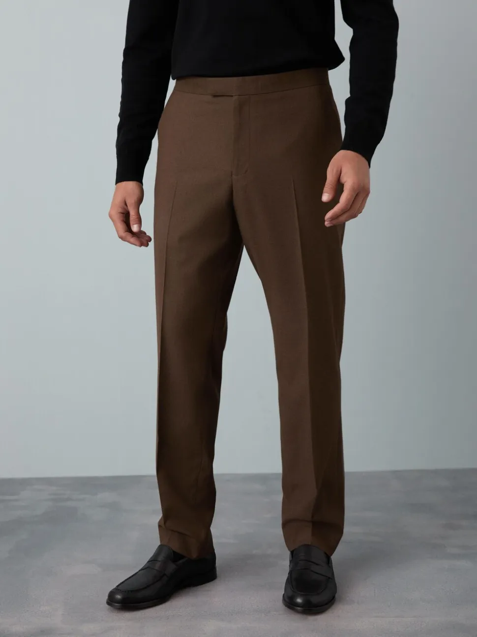 Brown Slim Fit Flannel Suit Trousers