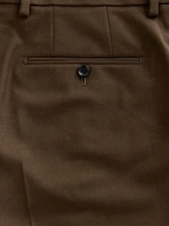 Brown Slim Fit Flannel Suit Trousers