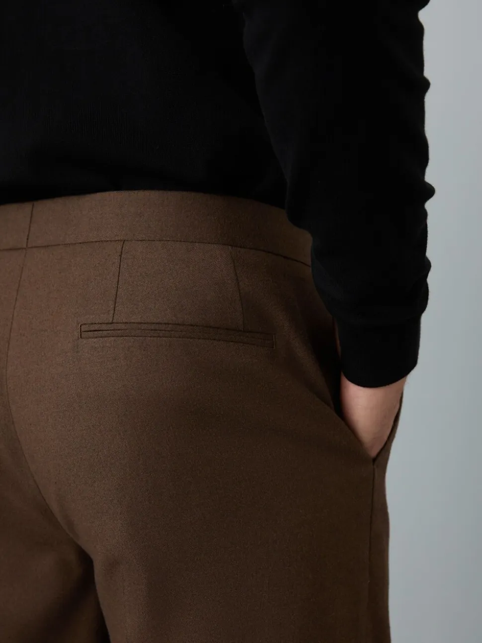Brown Slim Fit Flannel Suit Trousers