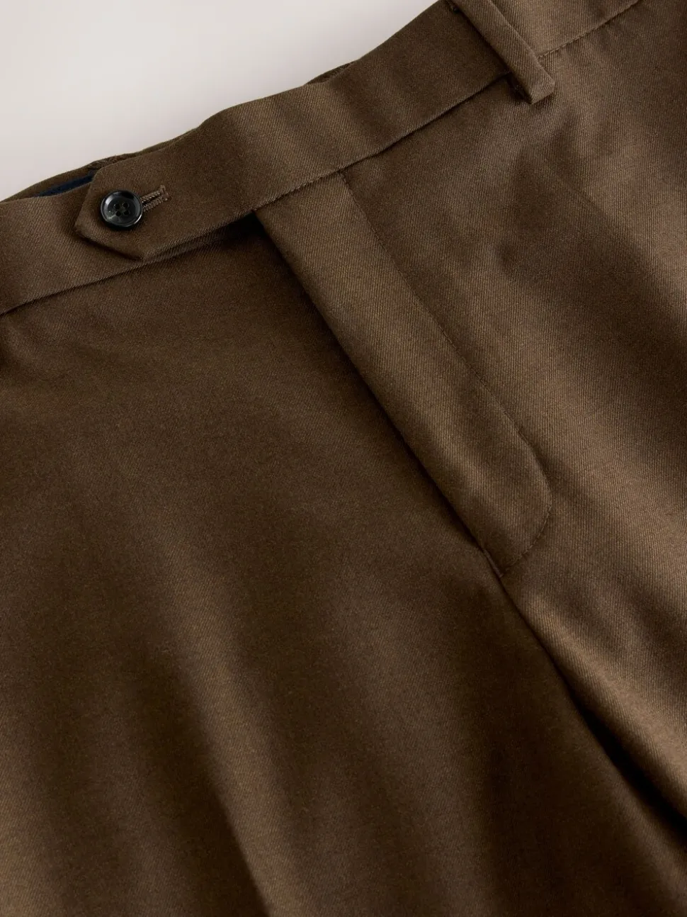 Brown Slim Fit Flannel Suit Trousers