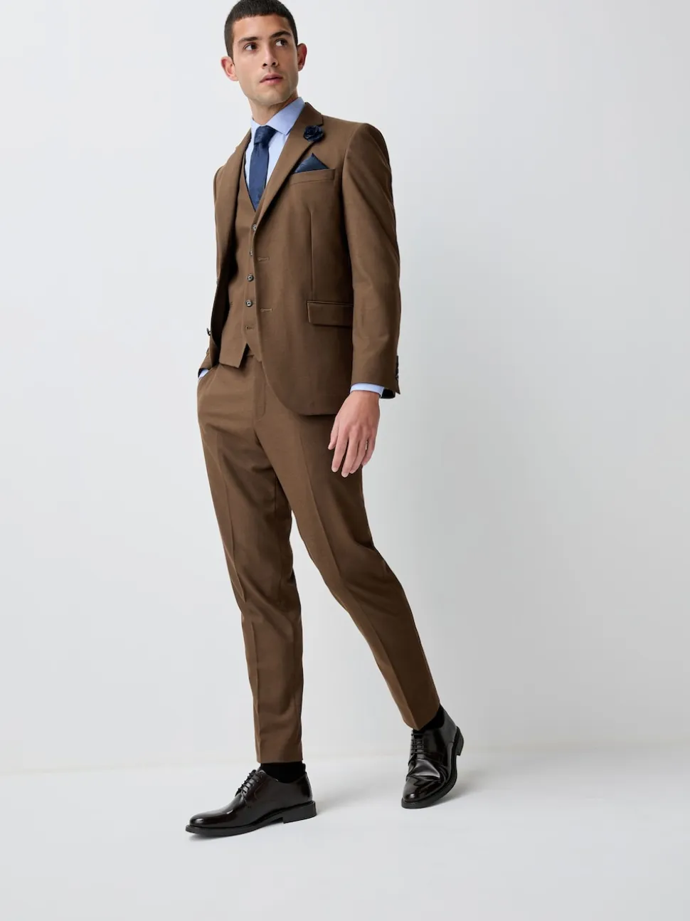 Brown Slim Fit Flannel Suit Jacket