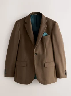 Brown Slim Fit Flannel Suit Jacket