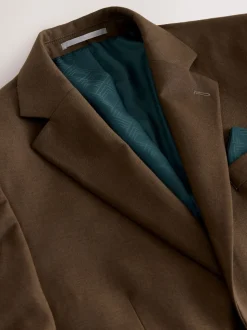 Brown Slim Fit Flannel Suit Jacket
