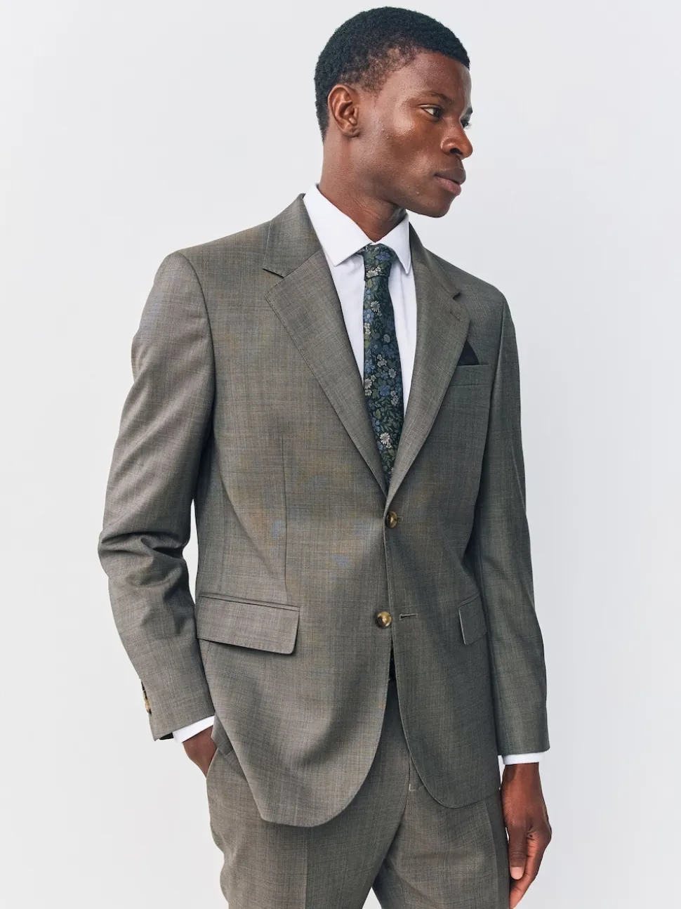 Brown Slim Fit Signature Cerutti 100% Italian Wool Suit Jacket