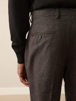 Brown Slim Fit Signature Cerruti Italian Wool Puppytooth Suit Trousers