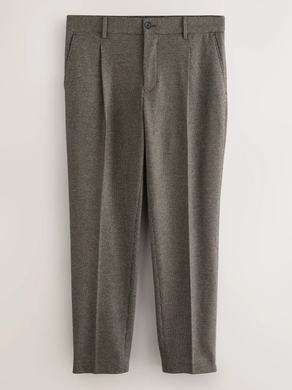 Brown Slim Fit Smart Elasticated Back Textured Trousers with Stretch