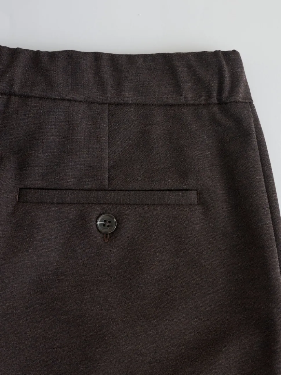 Brown Slim Fit Smart Elasticated Waistband Trousers With Wool Content