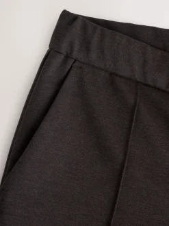 Brown Slim Fit Smart Elasticated Waistband Trousers With Wool Content