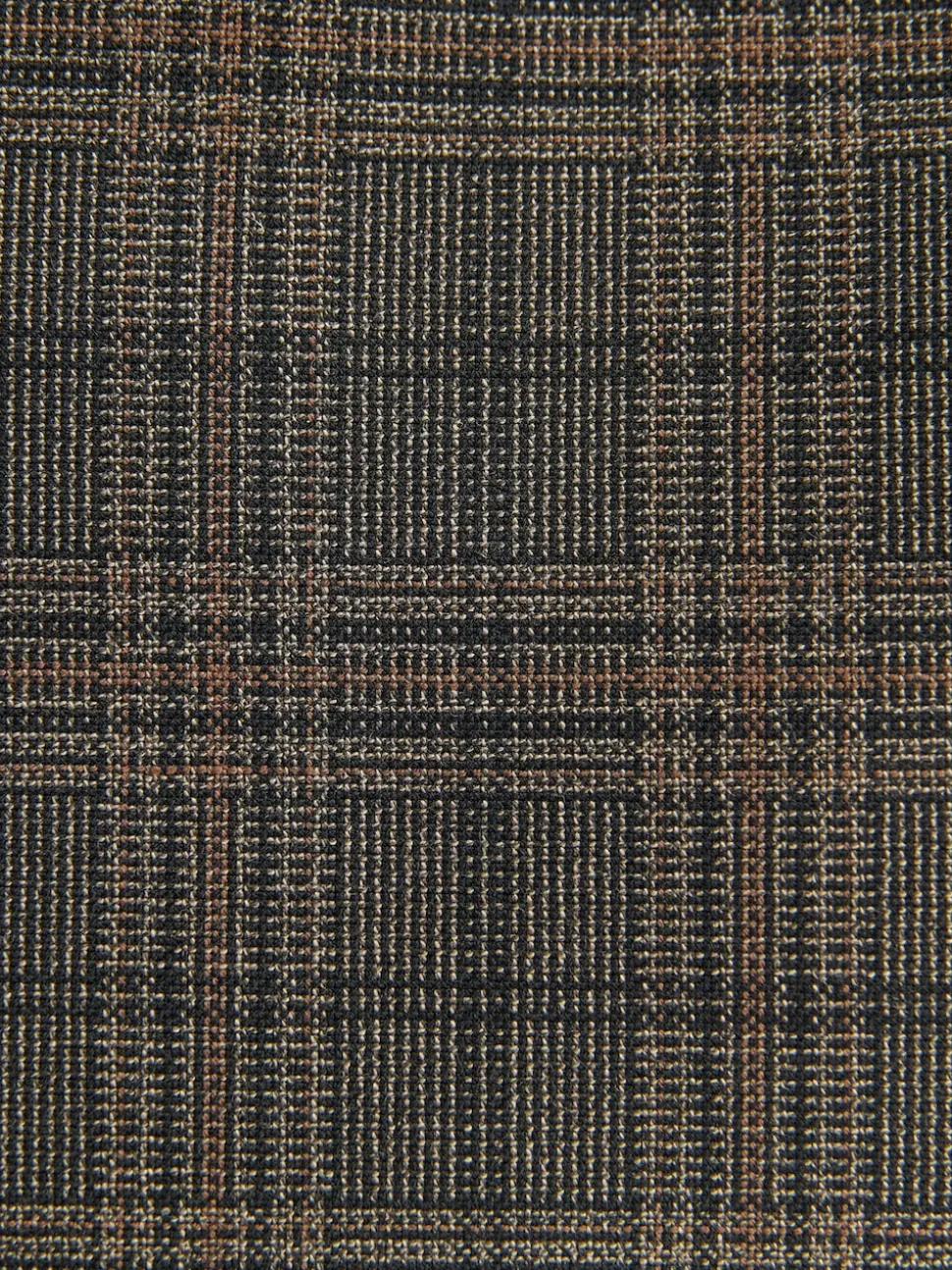 Brown Slim Fit Trimmed Check Suit Waistcoat