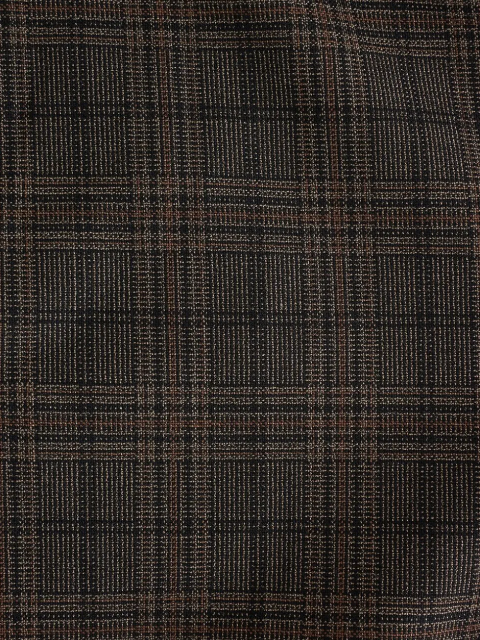 Brown Slim Fit Trimmed Check Suit Trousers