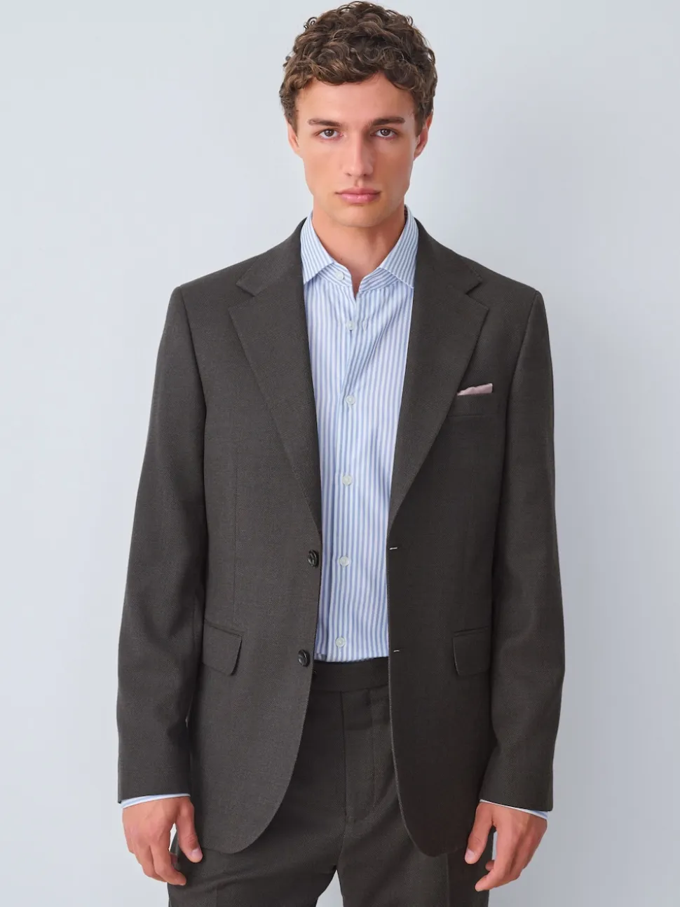 Brown Slim Fit Wool Blend Suit Jacket