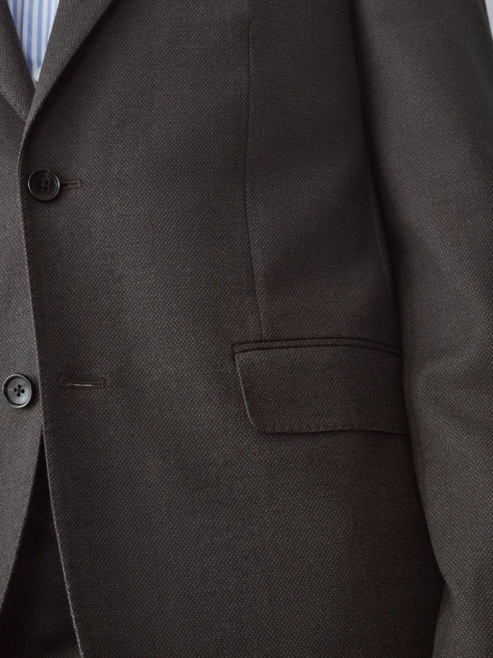 Brown Slim Fit Wool Blend Suit Jacket