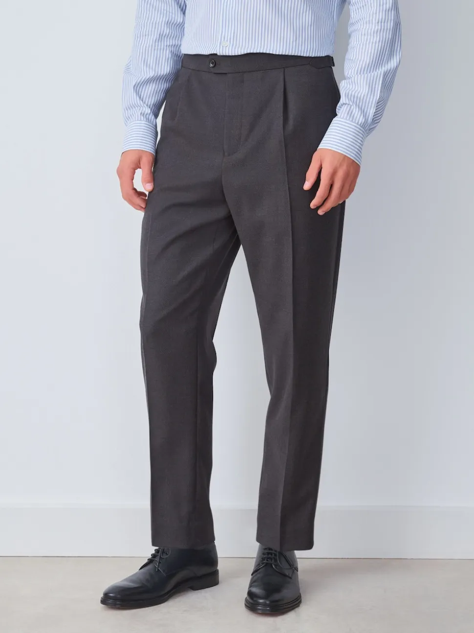 Brown Slim Fit Wool Blend Suit Trousers