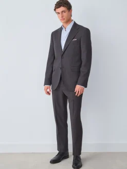 Brown Slim Fit Wool Blend Suit Trousers