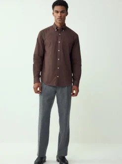 Brown Soft Touch Oxford Long Sleeve Shirt