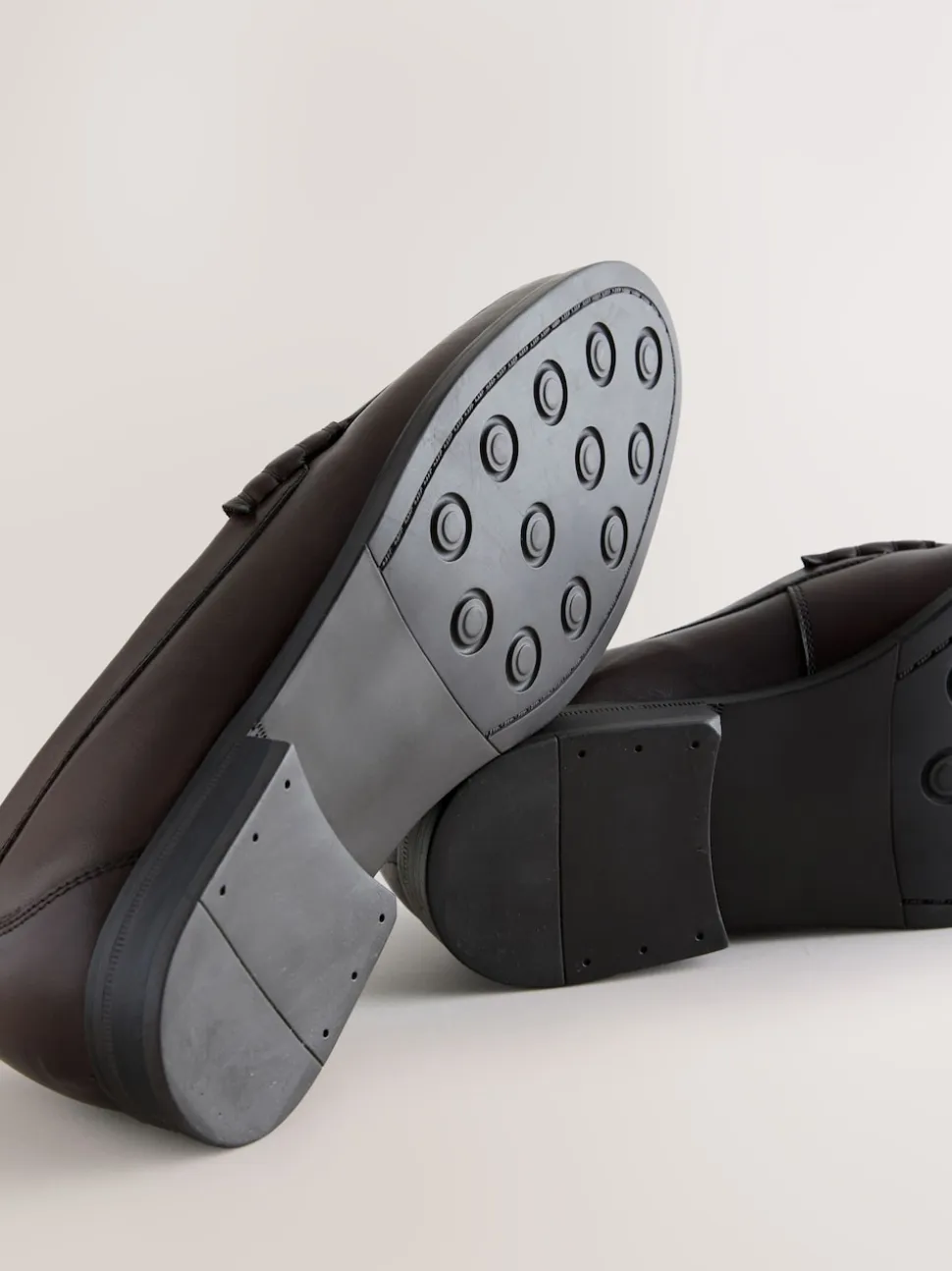 Brown Standard Fit Leather Penny Loafers
