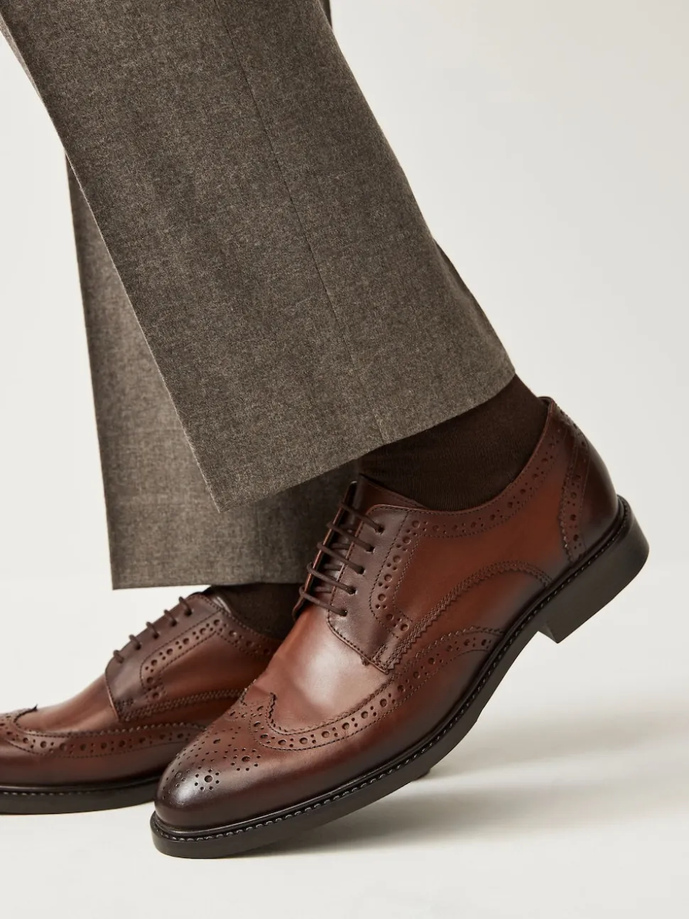 Brown Standard Fit Leather Derby Brogues