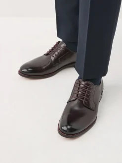 Brown Standard Fit Signature Leather Sole Derby Shoes