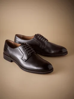 Brown Standard Fit Signature Leather Sole Derby Shoes