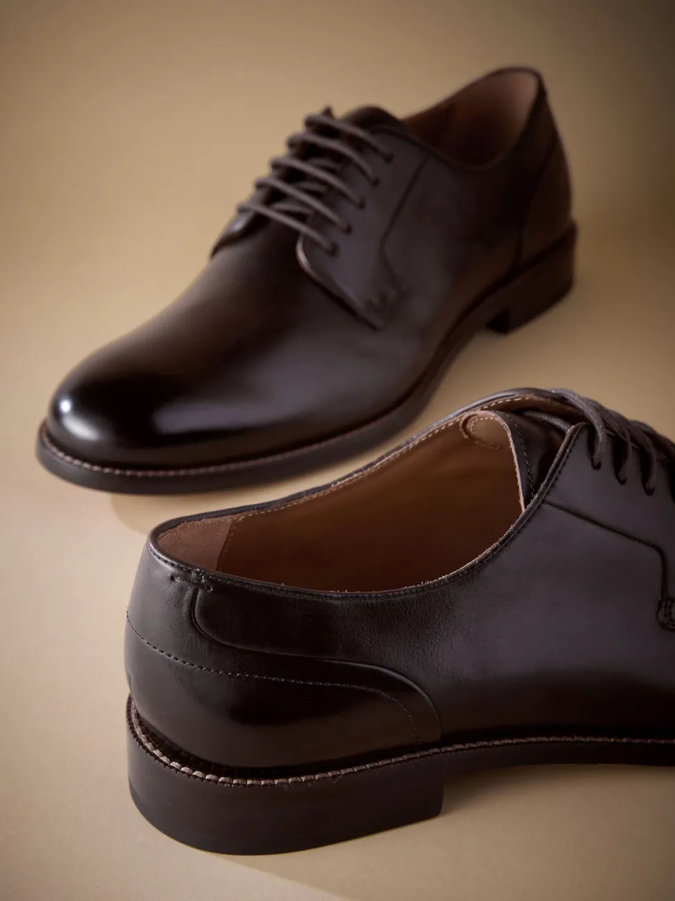 Brown Standard Fit Signature Leather Sole Derby Shoes