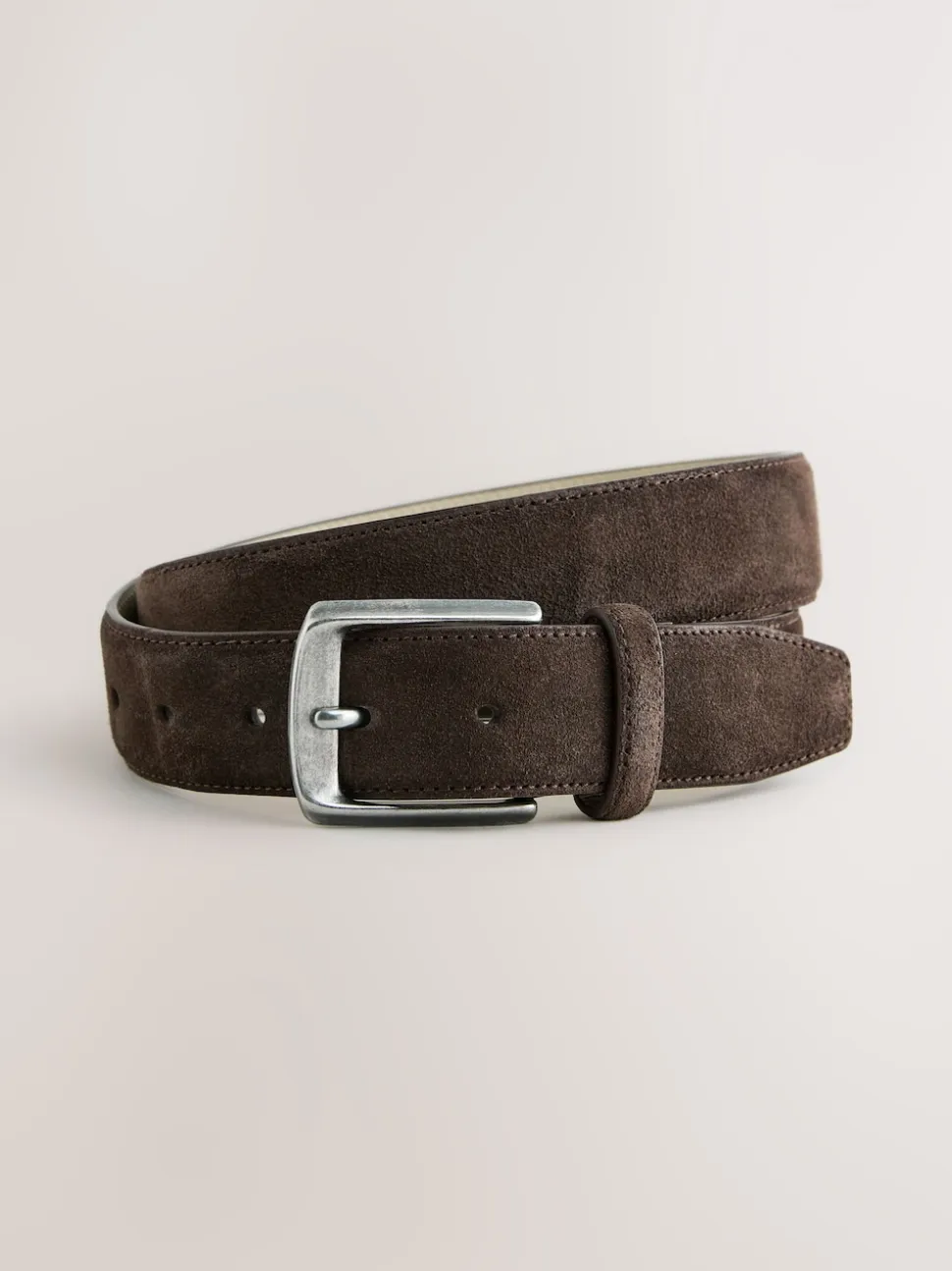 Brown Straight Fit Belted Trousers