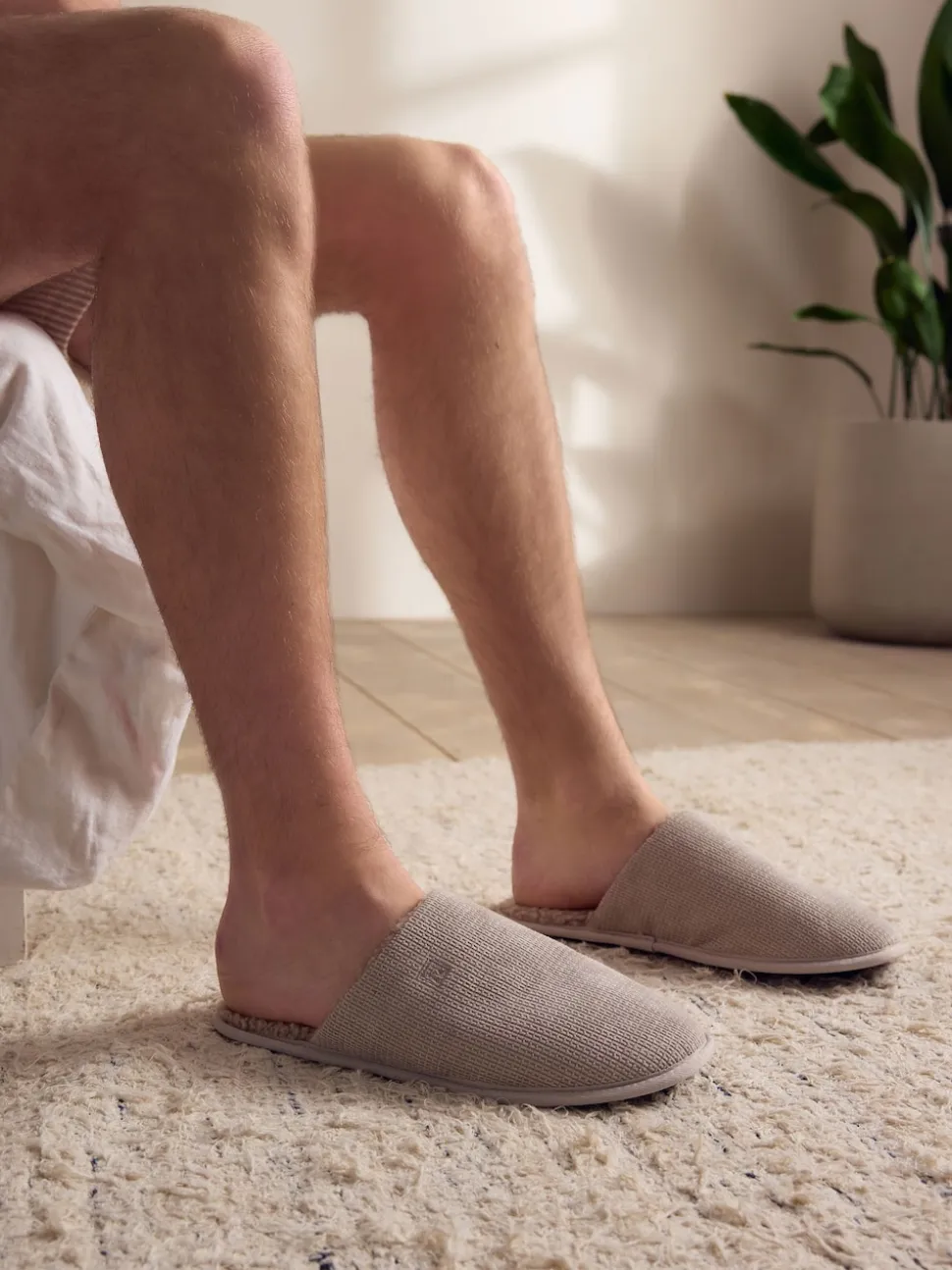 Brown Stripe Mule Slippers