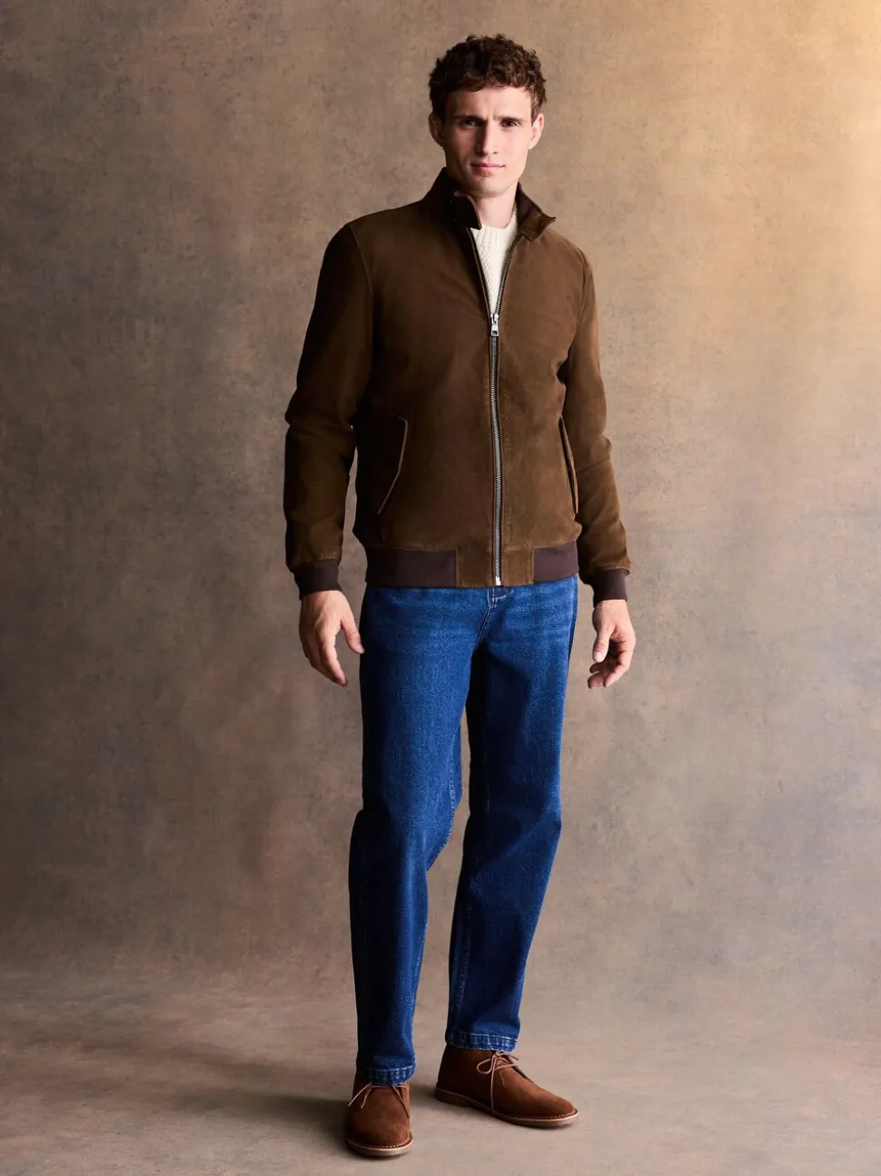 Brown Suede Harrington Jacket