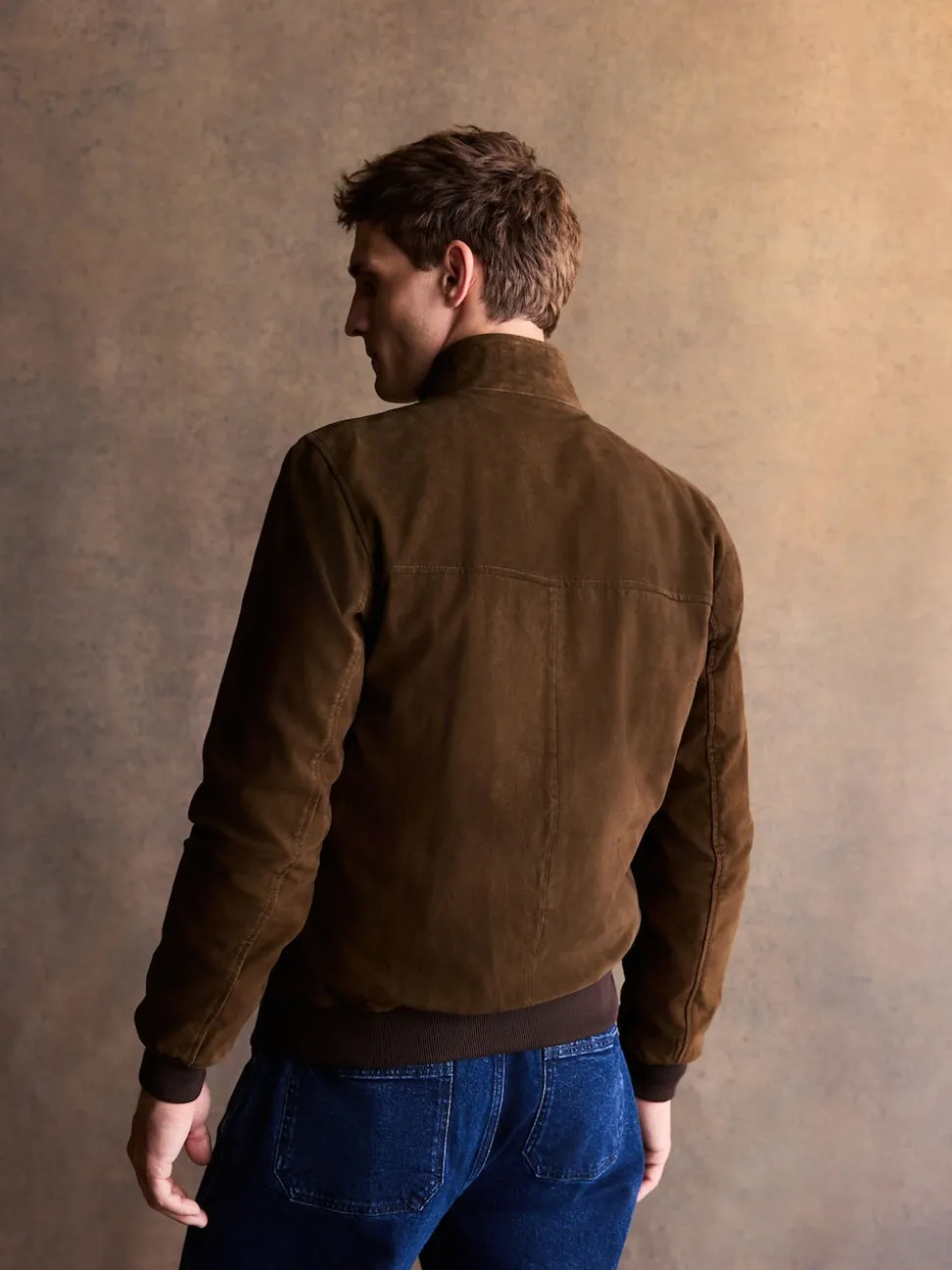 Brown Suede Harrington Jacket