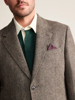 Brown Tailored Fit Signature Abraham Moon 100% British Wool Donegal Suit Jacket