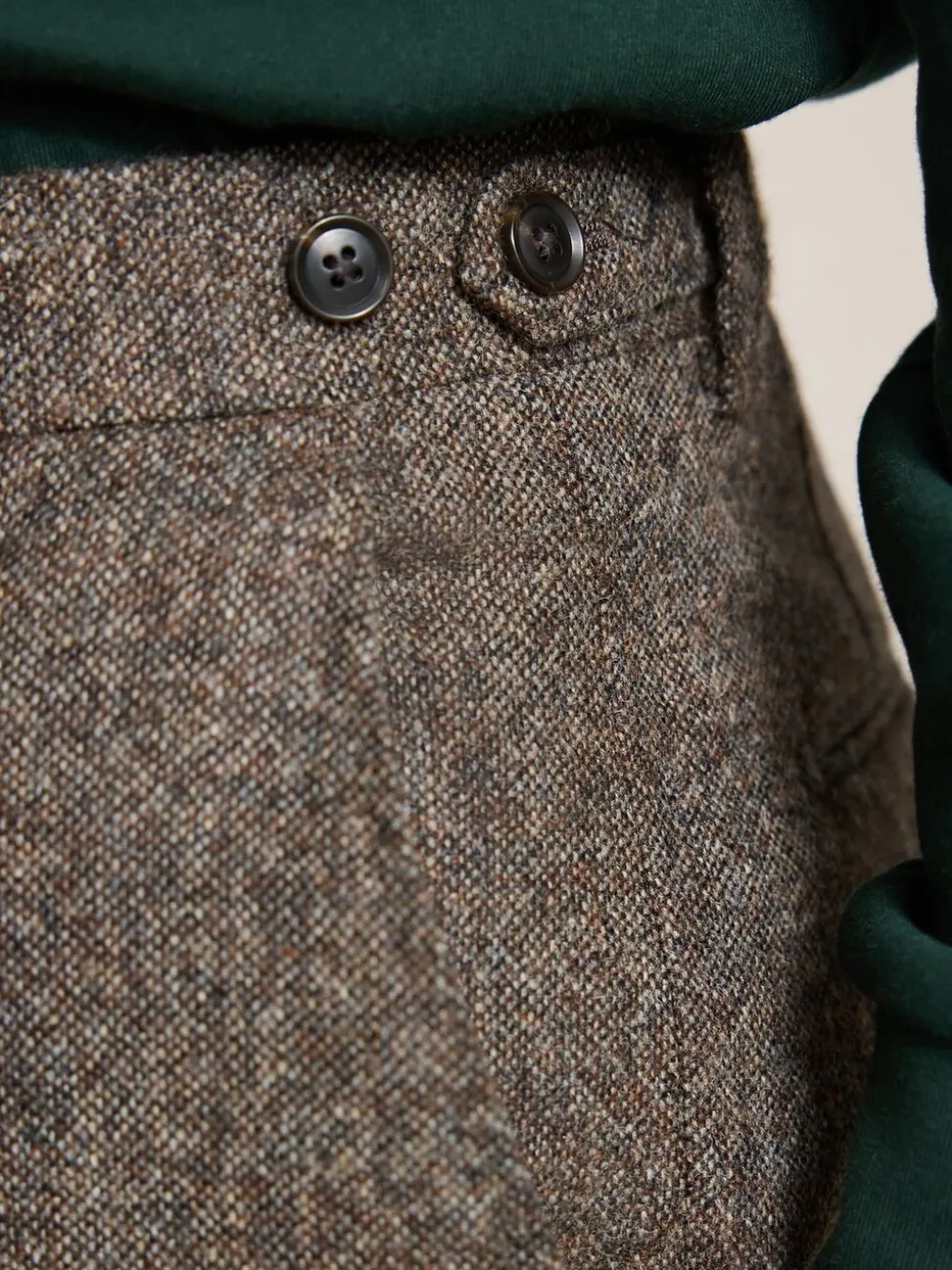 Brown Tailored Fit Signature Abraham Moon 100% British Wool Donegal Suit Trousers