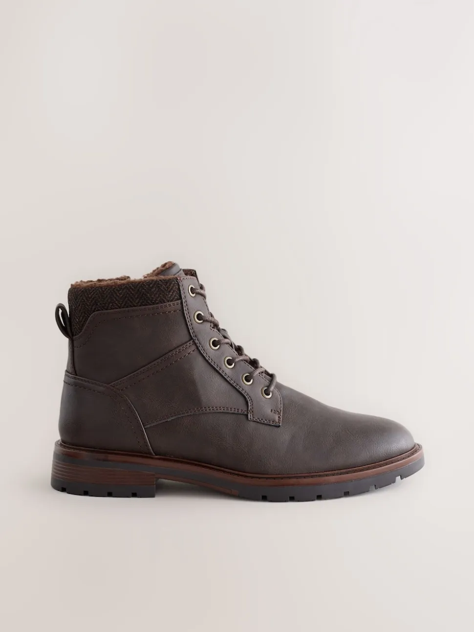 Brown Tall Borg Lined Zip-Up Boots