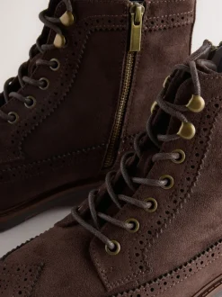 Brown Tall Brogue Boots