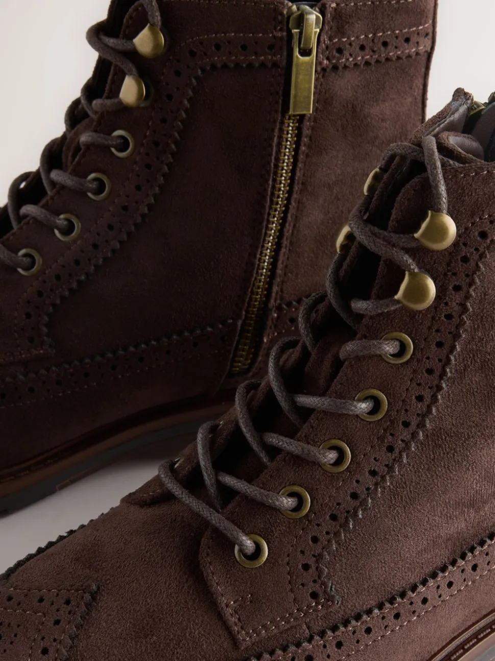 Brown Tall Brogue Boots