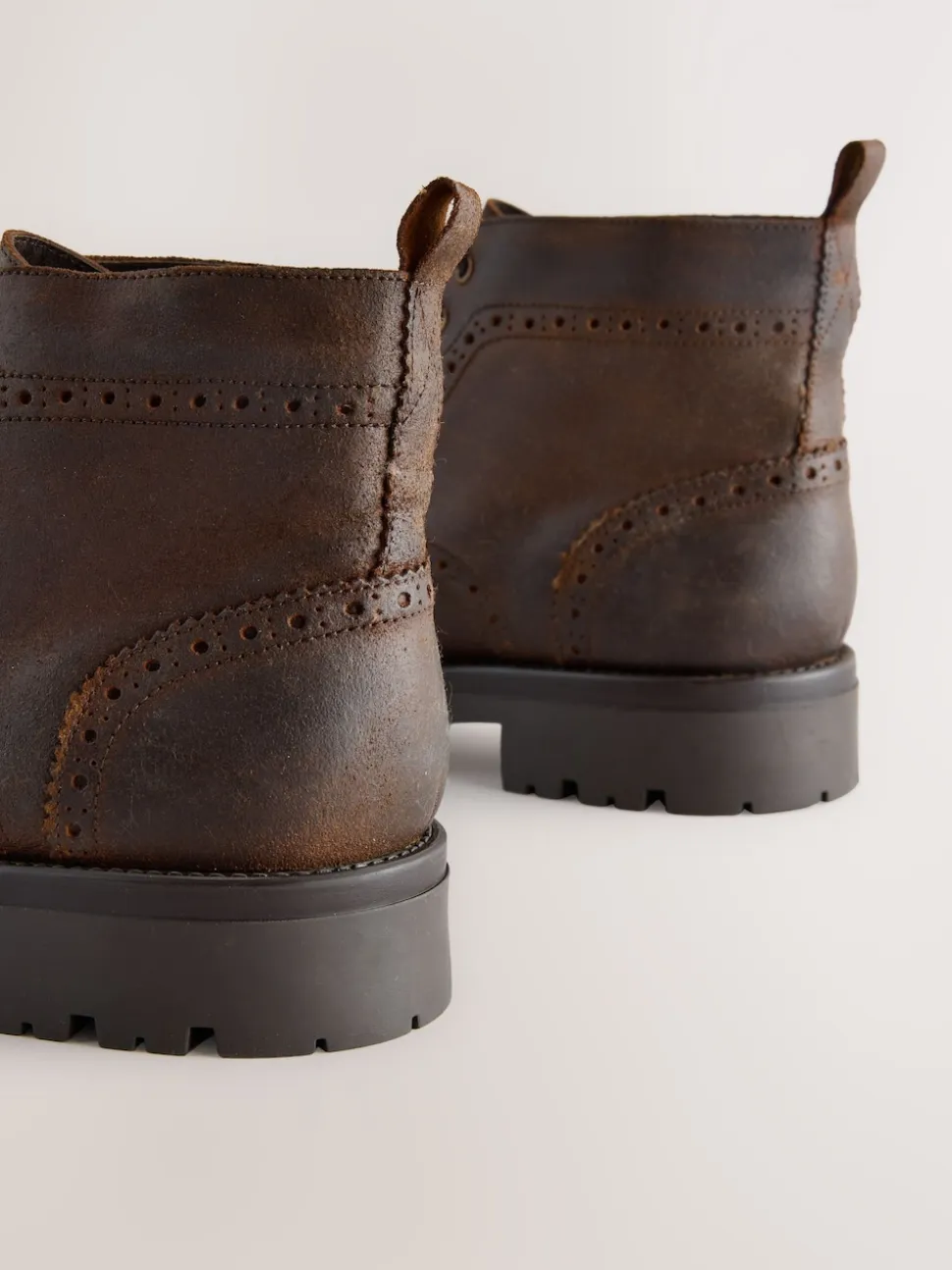 Brown Tall Chunky Lace-Up Brogue Boots