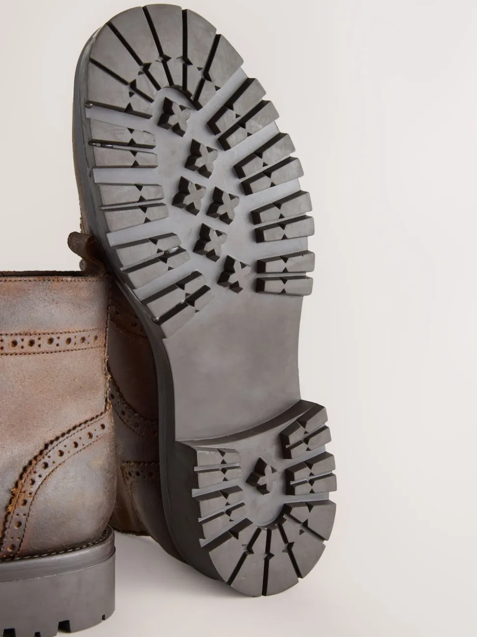 Brown Tall Chunky Lace-Up Brogue Boots