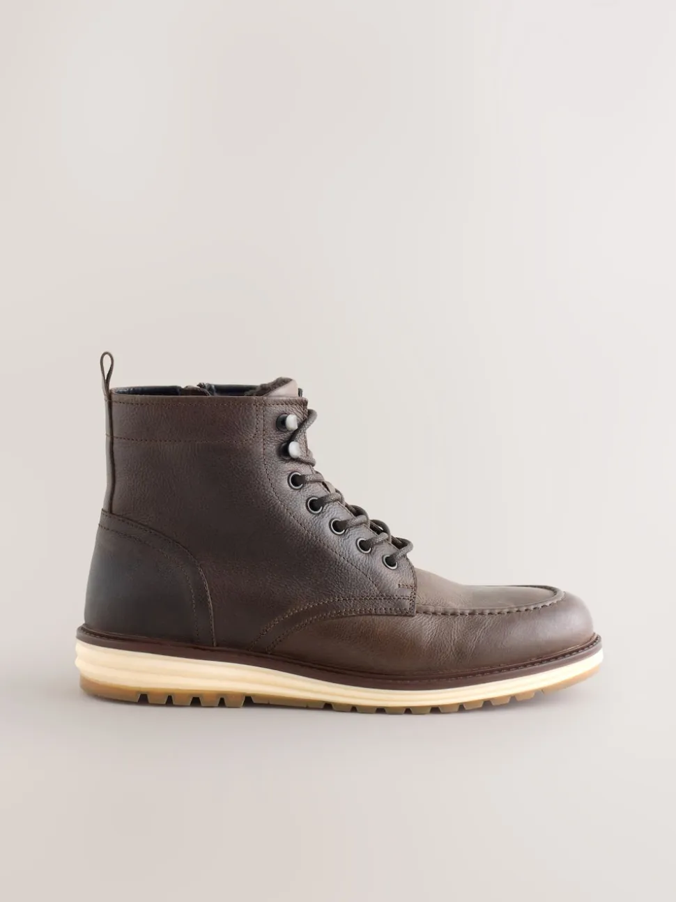 Brown Tall Leather Apron Toe Boots