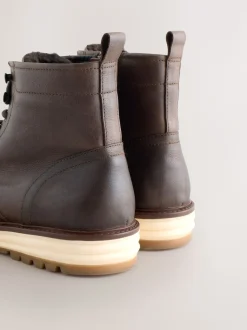 Brown Tall Leather Apron Toe Boots
