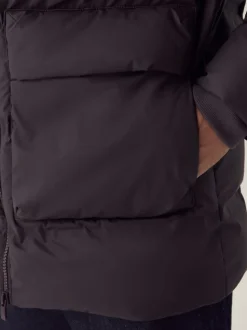 Brown ThermoGen Shower Resistant Rubbersied Puffer Coat