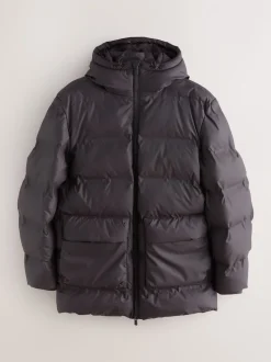 Brown ThermoGen Shower Resistant Rubbersied Puffer Coat