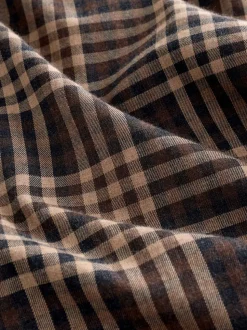 Brown Tonal Regular Fit Check Soft Touch 100% Cotton Smart Long Sleeve Shirt
