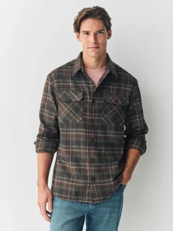 Brown Twin Pocket Long Sleeve Check Overshirt