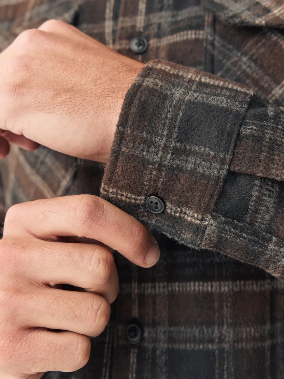 Brown Twin Pocket Long Sleeve Check Overshirt