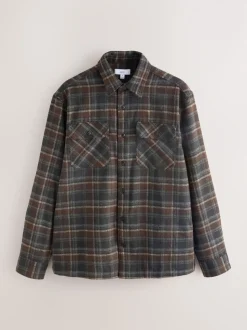 Brown Twin Pocket Long Sleeve Check Overshirt