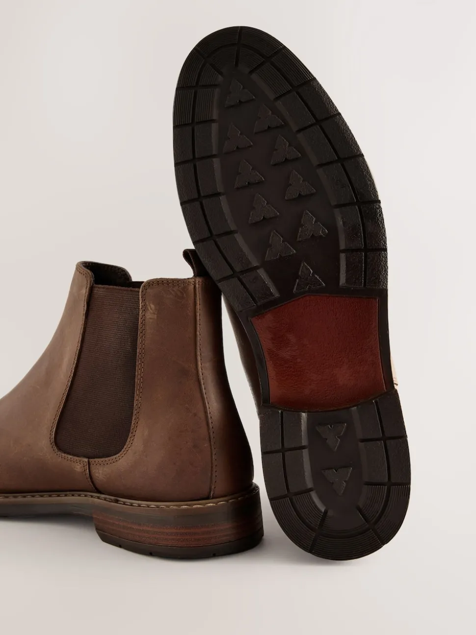 Brown Waxy Leather Chelsea Boots