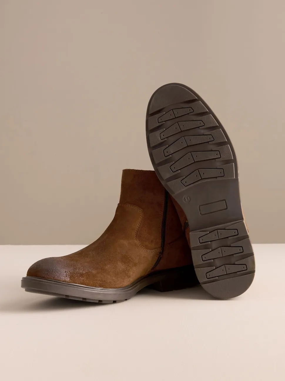 Brown Zip-Up Suede Chelsea Boots