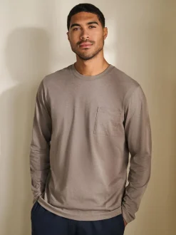 Brown/Navy Blue Long Sleeve Jersey Pyjamas Set