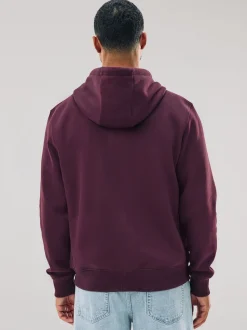 Burgundy Red Cotton Rich Heavyweight Jersey Full Zip Hoodie