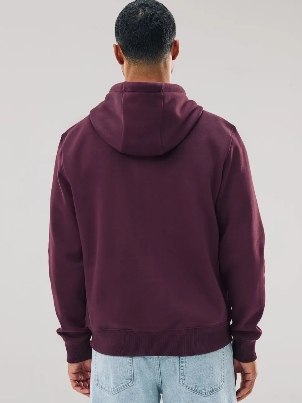 Burgundy Red Cotton Rich Heavyweight Jersey Full Zip Hoodie